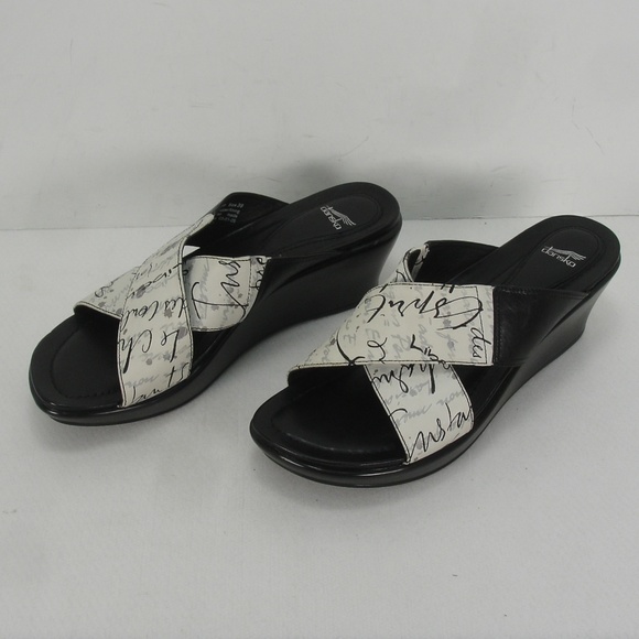 DANSKO LEATHER PLATFORMS WEDGES SLIDES SANDALS 39 - Picture 1 of 8